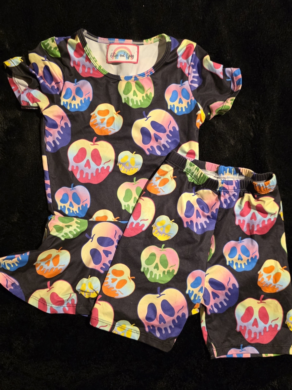 Halloween Poison Apple Kids Peplum Top And Short Set